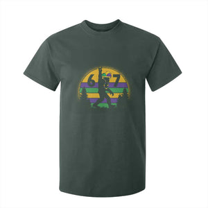 Funny Bigfoot 67 Mardi Gras T Shirt For Kid Sasquatch Parade Jester Hat TS11 Dark Forest Green Print Your Wear
