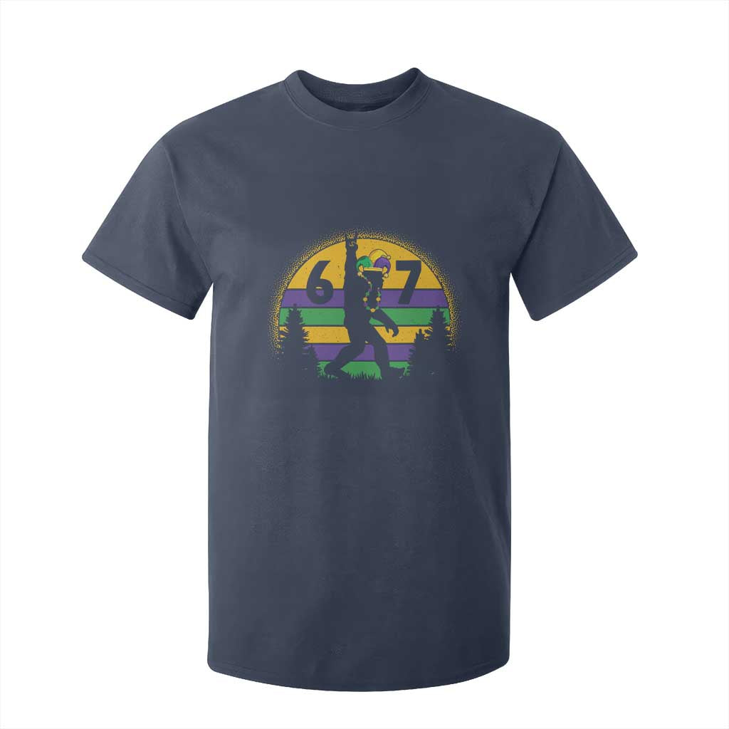 Funny Bigfoot 67 Mardi Gras T Shirt For Kid Sasquatch Parade Jester Hat TS11 Navy Print Your Wear