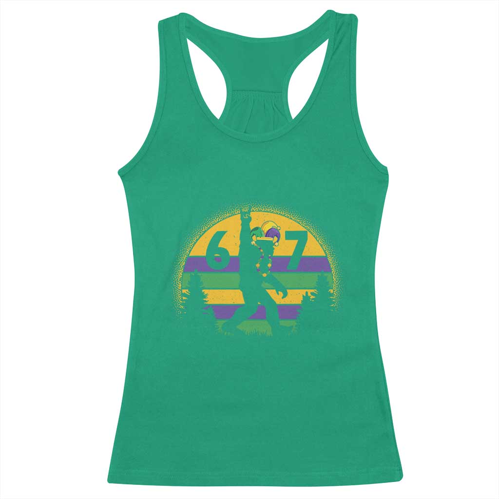 Funny Bigfoot 67 Mardi Gras Racerback Tank Top Sasquatch Parade Jester Hat TS11 Irish Green Print Your Wear