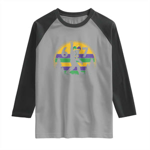 Funny Bigfoot 67 Mardi Gras Raglan Shirt Sasquatch Parade Jester Hat TS11 Sport Gray Black Print Your Wear