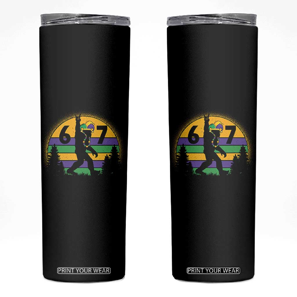 Funny Bigfoot 67 Mardi Gras Skinny Tumbler Sasquatch Parade Jester Hat TS11 Black Print Your Wear