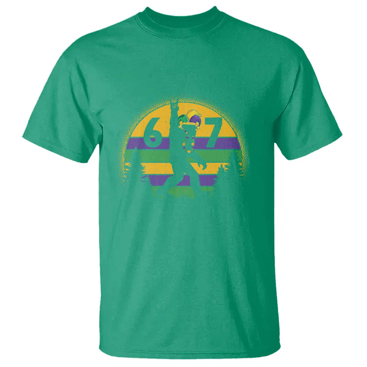 Funny Bigfoot 67 Mardi Gras T Shirt Sasquatch Parade Jester Hat TS11 Irish Green Print Your Wear