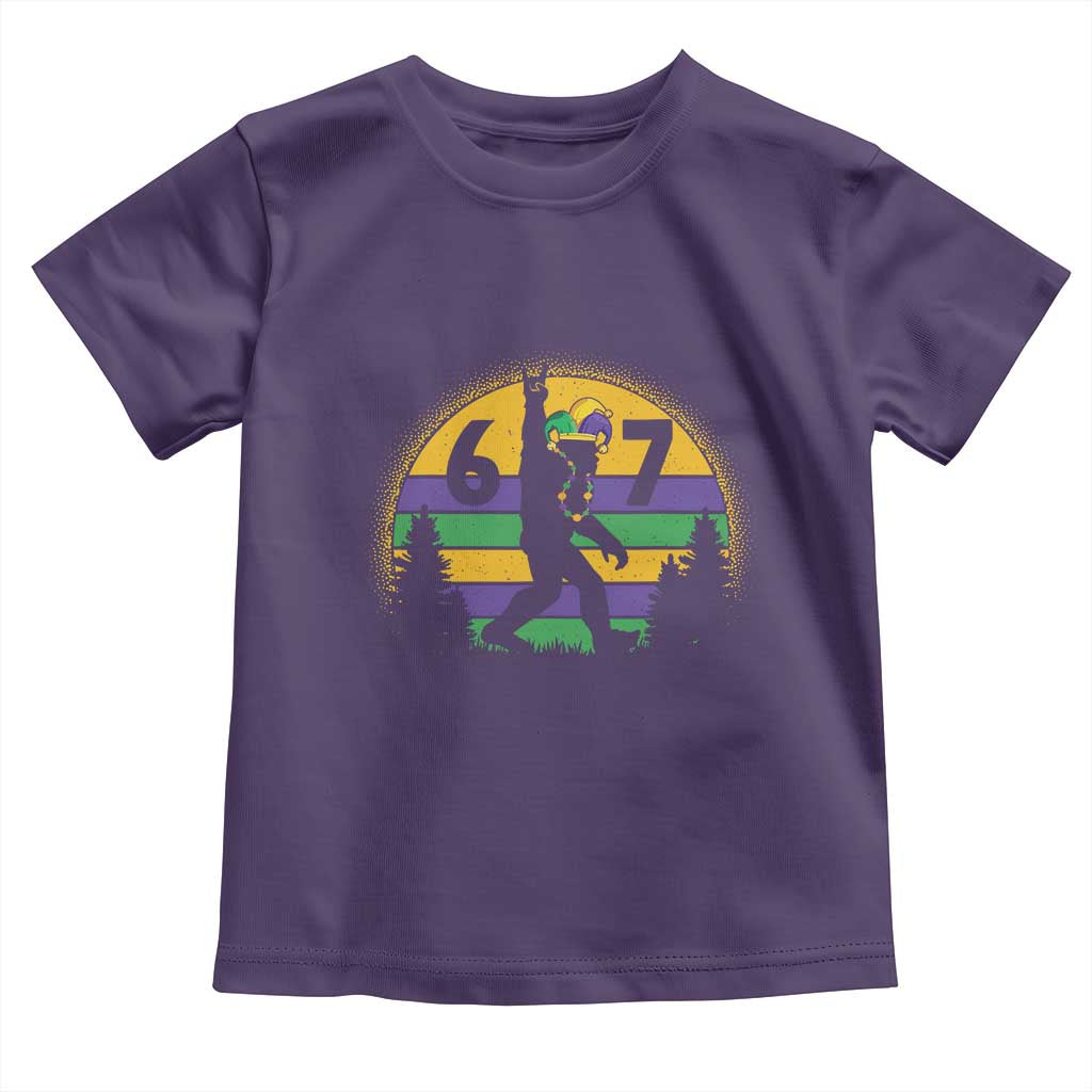 Funny Bigfoot 67 Mardi Gras Toddler T Shirt Sasquatch Parade Jester Hat TS11 Purple Print Your Wear