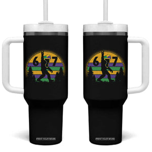 Funny Bigfoot 67 Mardi Gras Tumbler With Handle Sasquatch Parade Jester Hat TS11 One Size: 40 oz Black Print Your Wear