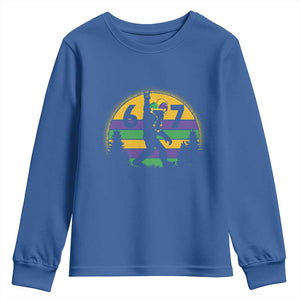 Funny Bigfoot 67 Mardi Gras Youth Sweatshirt Sasquatch Parade Jester Hat TS11 Royal Blue Print Your Wear