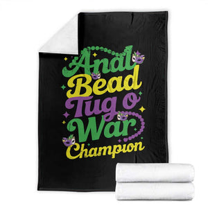 Funny Anal Bead Tug O War Mardi Gras Throw Blanket Fat Tuesday Carnival Adult Humor TS11 Black Print Your Wear
