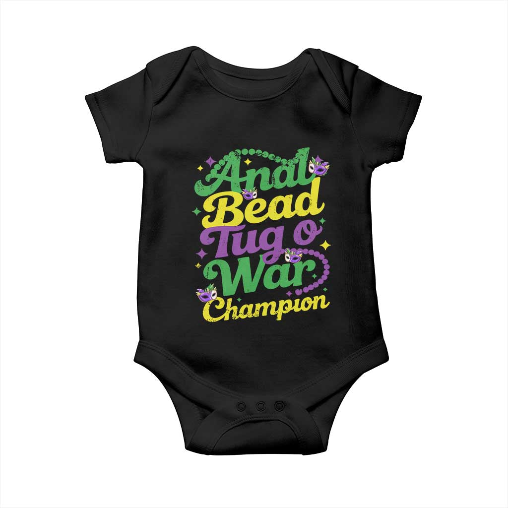 Funny Anal Bead Tug O War Mardi Gras Baby Onesie Fat Tuesday Carnival Adult Humor TS11 Black Print Your Wear