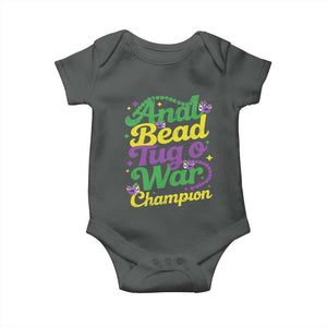 Funny Anal Bead Tug O War Mardi Gras Baby Onesie Fat Tuesday Carnival Adult Humor TS11 Dark Heather Print Your Wear