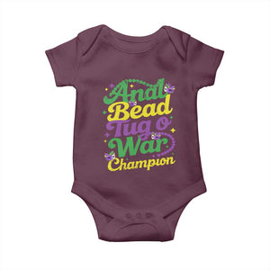 Funny Anal Bead Tug O War Mardi Gras Baby Onesie Fat Tuesday Carnival Adult Humor TS11 Maroon Print Your Wear