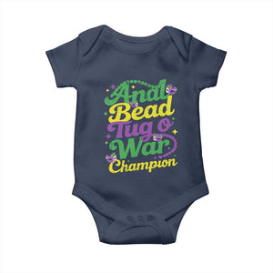Funny Anal Bead Tug O War Mardi Gras Baby Onesie Fat Tuesday Carnival Adult Humor TS11 Navy Print Your Wear