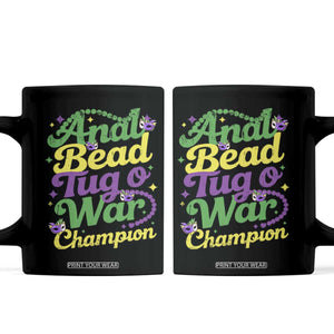 Funny Anal Bead Tug O War Mardi Gras Coffee Mug Fat Tuesday Carnival Adult Humor TS11 Black Print Your Wear