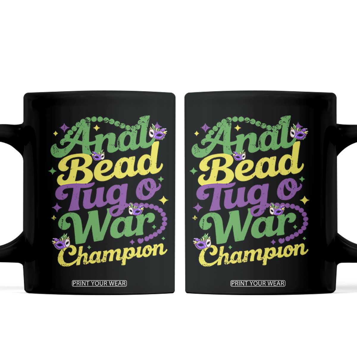Funny Anal Bead Tug O War Mardi Gras Coffee Mug Fat Tuesday Carnival Adult Humor TS11 Black Print Your Wear