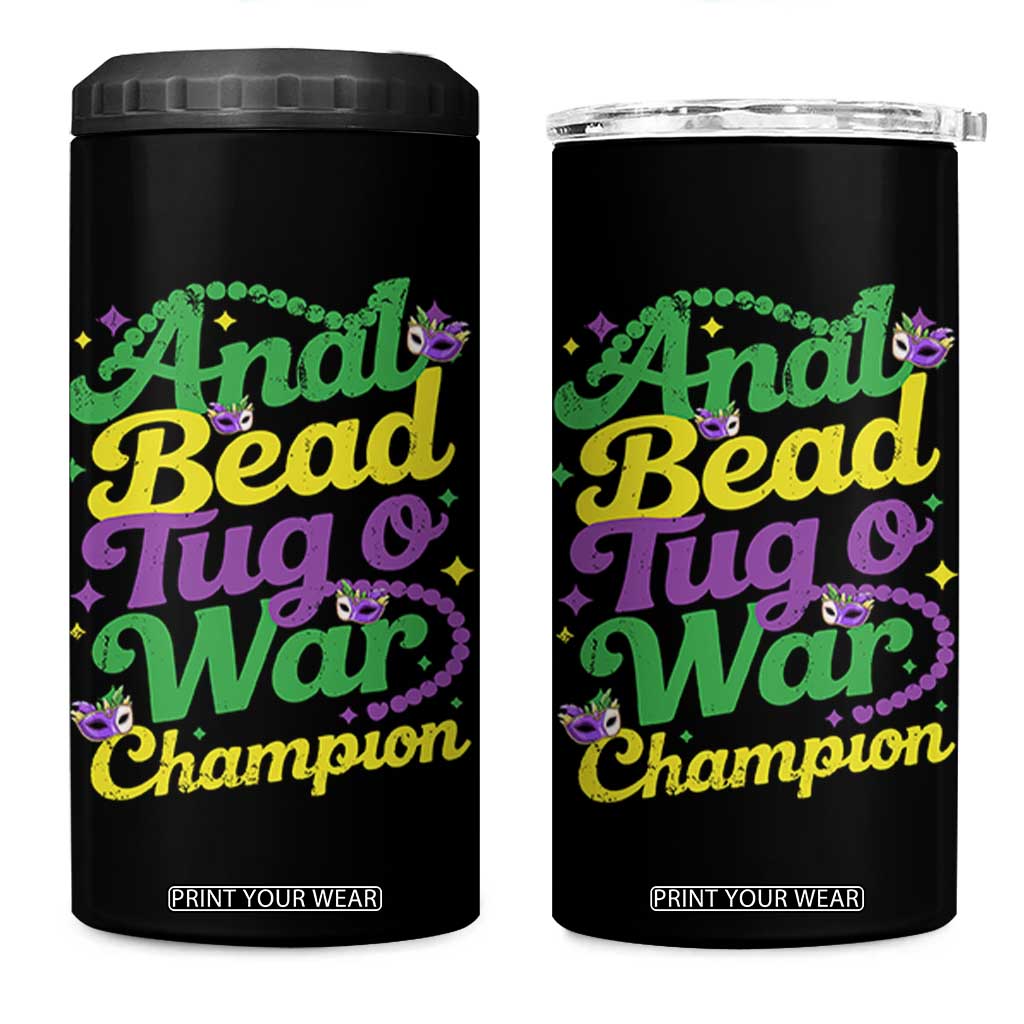 Funny Anal Bead Tug O War Mardi Gras 4 in 1 Can Cooler Tumbler Fat Tuesday Carnival Adult Humor TS11 One Size: 16 oz Black Print Your Wear
