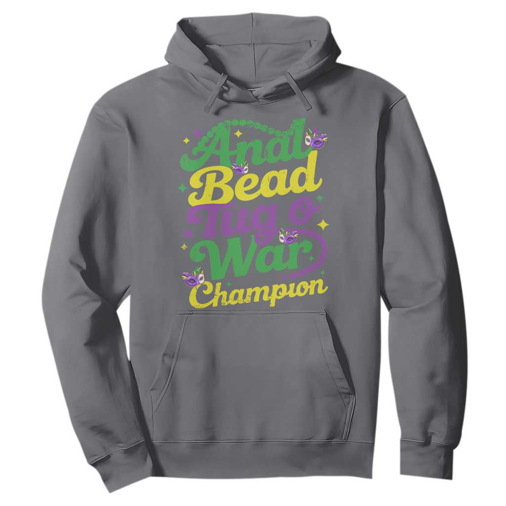 Funny Anal Bead Tug O War Mardi Gras Hoodie Fat Tuesday Carnival Adult Humor TS11 Charcoal Print Your Wear