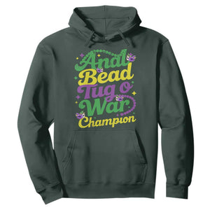 Funny Anal Bead Tug O War Mardi Gras Hoodie Fat Tuesday Carnival Adult Humor TS11 Dark Forest Green Print Your Wear
