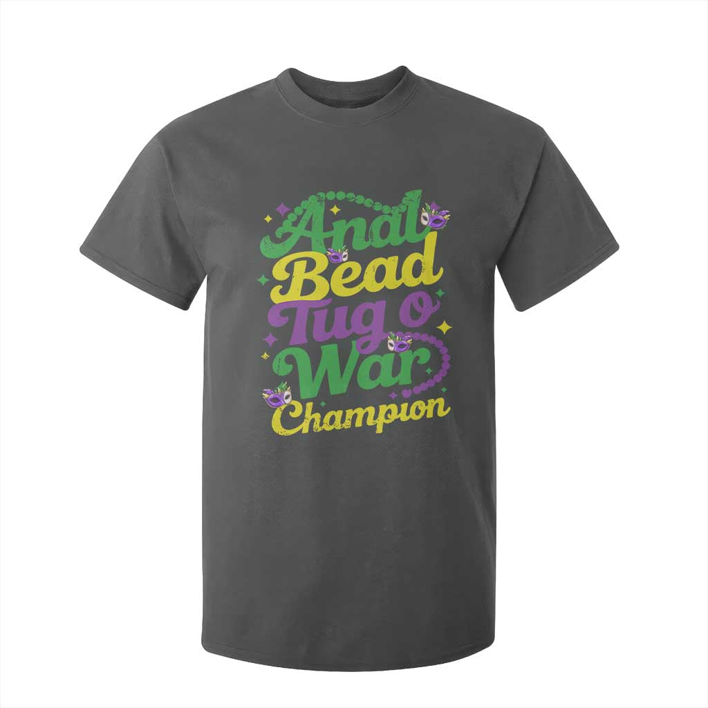 Funny Anal Bead Tug O War Mardi Gras T Shirt For Kid Fat Tuesday Carnival Adult Humor TS11 Dark Heather Print Your Wear