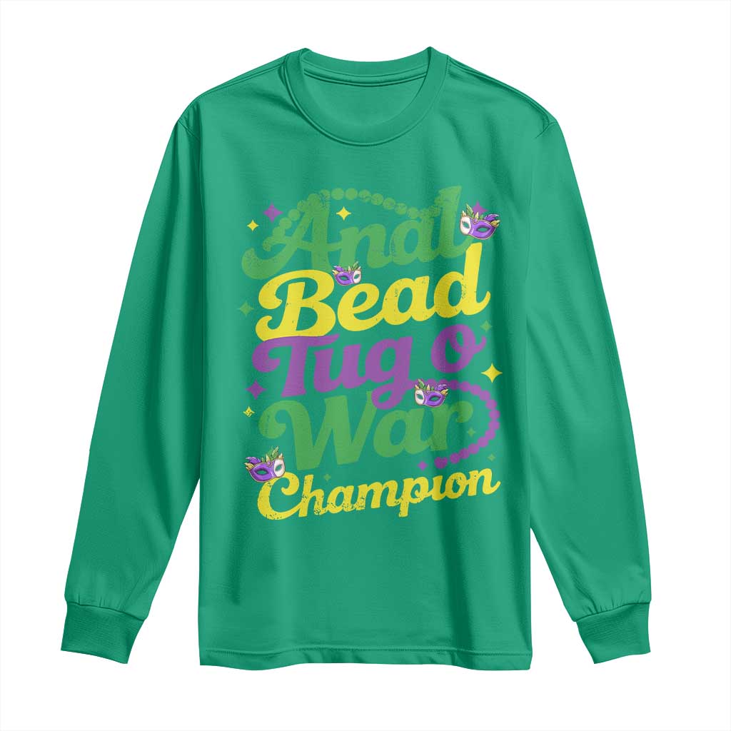 Funny Anal Bead Tug O War Mardi Gras Long Sleeve Shirt Fat Tuesday Carnival Adult Humor TS11 Irish Green Print Your Wear