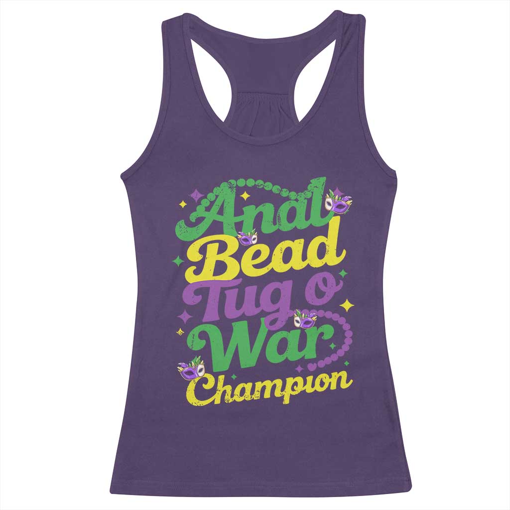 Funny Anal Bead Tug O War Mardi Gras Racerback Tank Top Fat Tuesday Carnival Adult Humor TS11 Purple Print Your Wear
