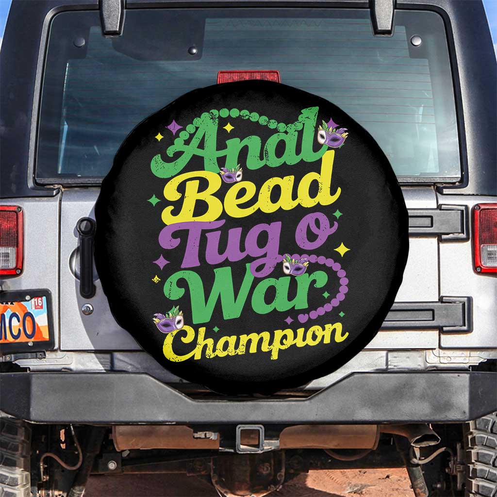 Funny Anal Bead Tug O War Mardi Gras Spare Tire Cover Fat Tuesday Carnival Adult Humor TS11 No hole Black Print Your Wear