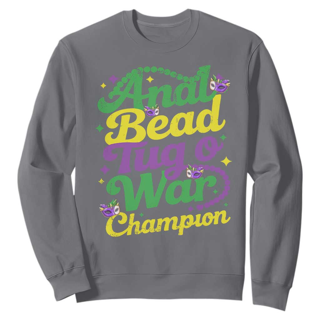 Funny Anal Bead Tug O War Mardi Gras Sweatshirt Fat Tuesday Carnival Adult Humor TS11 Charcoal Print Your Wear