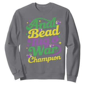 Funny Anal Bead Tug O War Mardi Gras Sweatshirt Fat Tuesday Carnival Adult Humor TS11 Charcoal Print Your Wear