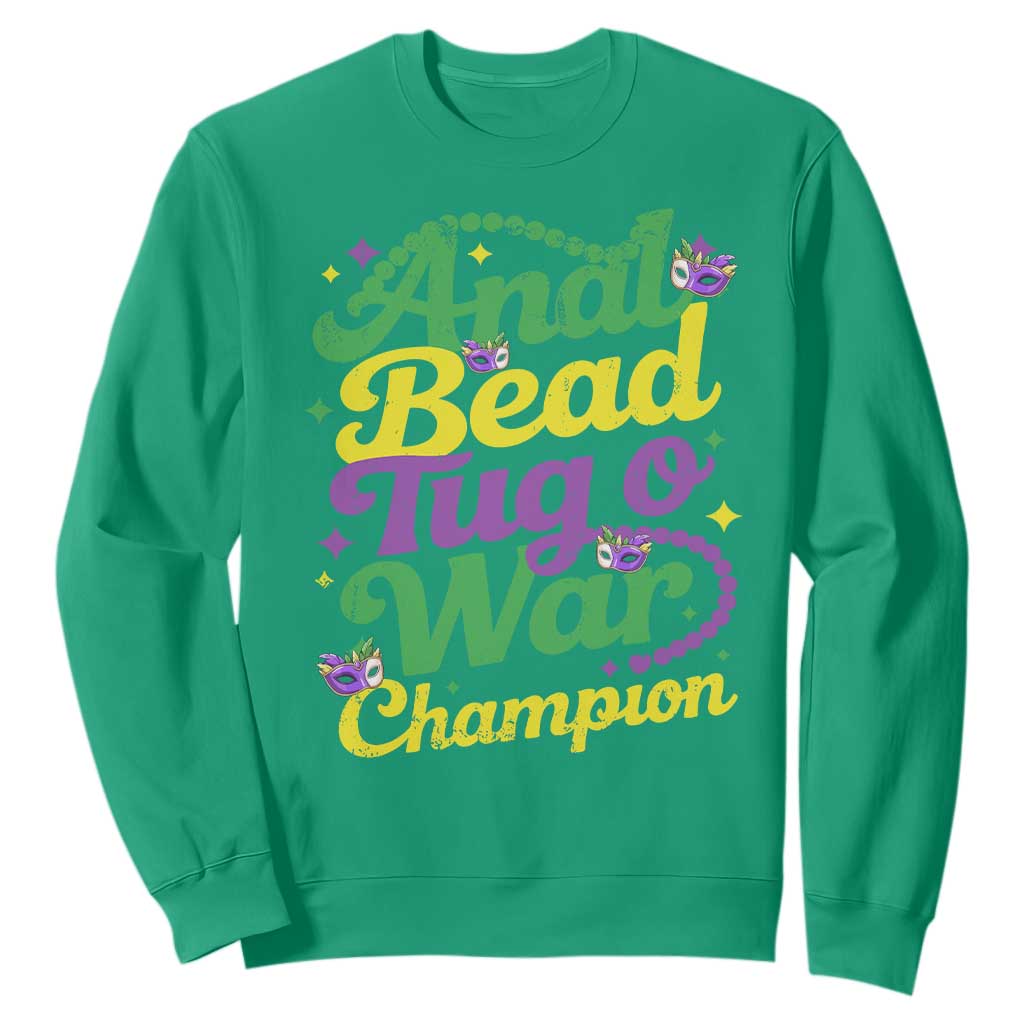 Funny Anal Bead Tug O War Mardi Gras Sweatshirt Fat Tuesday Carnival Adult Humor TS11 Irish Green Print Your Wear