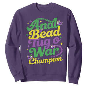 Funny Anal Bead Tug O War Mardi Gras Sweatshirt Fat Tuesday Carnival Adult Humor TS11 Purple Print Your Wear