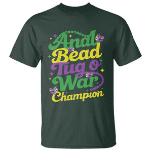 Funny Anal Bead Tug O War Mardi Gras T Shirt - Fat Tuesday Carnival Adult Humor Tee TS11 Dark Forest Green Print Your Wear