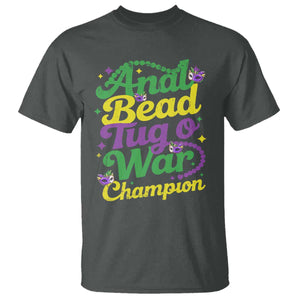 Funny Anal Bead Tug O War Mardi Gras T Shirt - Fat Tuesday Carnival Adult Humor Tee TS11 Dark Heather Print Your Wear