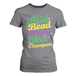 Funny Anal Bead Tug O War Mardi Gras T Shirt For Women Fat Tuesday Carnival Adult Humor TS11 Charcoal Print Your Wear