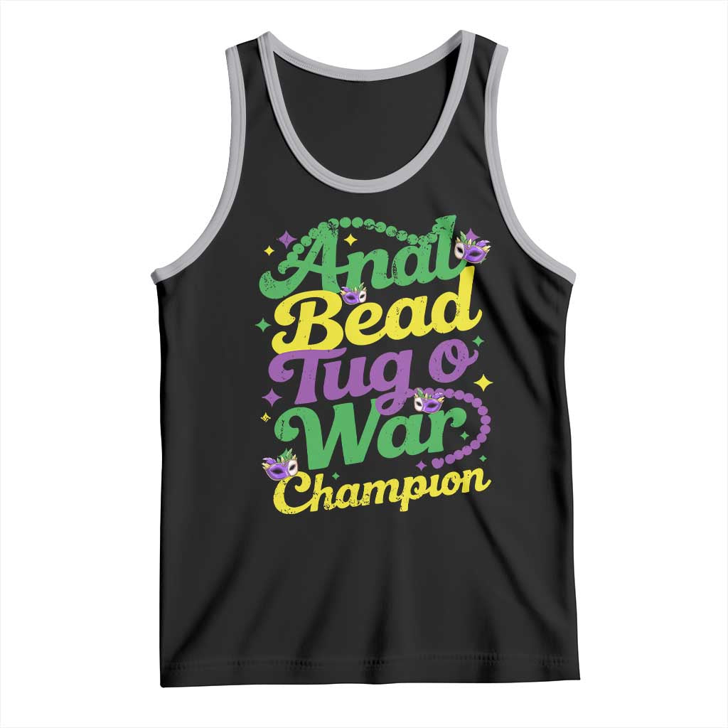 Funny Anal Bead Tug O War Mardi Gras Tank Top Fat Tuesday Carnival Adult Humor TS11 Black Athletic Heather Print Your Wear