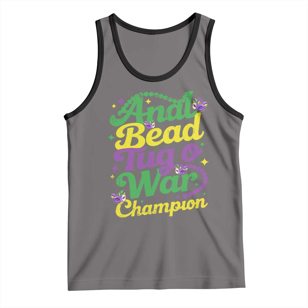 Funny Anal Bead Tug O War Mardi Gras Tank Top Fat Tuesday Carnival Adult Humor TS11 Deep Heather Black Print Your Wear
