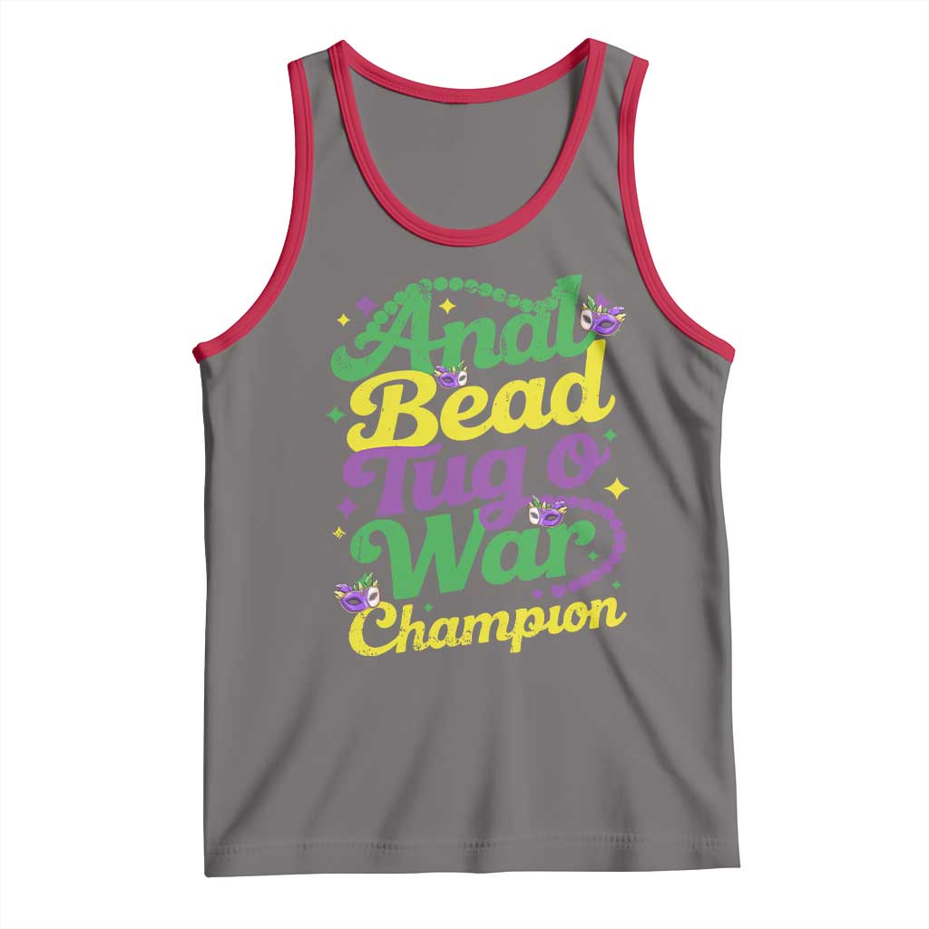 Funny Anal Bead Tug O War Mardi Gras Tank Top Fat Tuesday Carnival Adult Humor TS11 Deep Heather Red Print Your Wear
