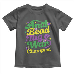 Funny Anal Bead Tug O War Mardi Gras Toddler T Shirt Fat Tuesday Carnival Adult Humor TS11 Dark Heather Print Your Wear