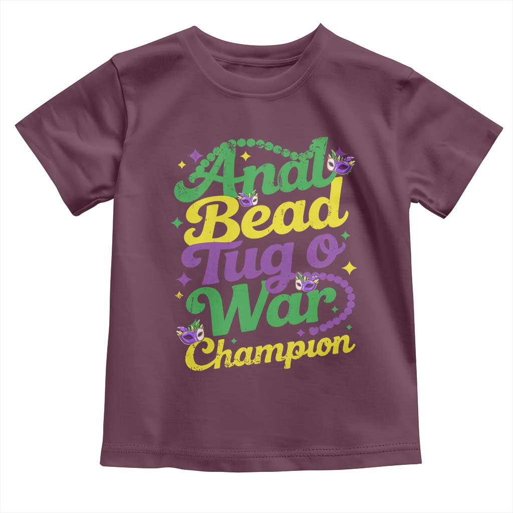 Funny Anal Bead Tug O War Mardi Gras Toddler T Shirt Fat Tuesday Carnival Adult Humor TS11 Maroon Print Your Wear