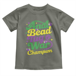 Funny Anal Bead Tug O War Mardi Gras Toddler T Shirt Fat Tuesday Carnival Adult Humor TS11 Military Green Print Your Wear