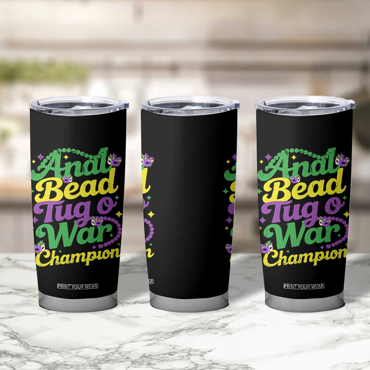 Funny Anal Bead Tug O War Mardi Gras Tumbler Cup Fat Tuesday Carnival Adult Humor TS11 Print Your Wear