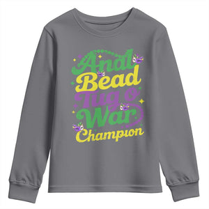 Funny Anal Bead Tug O War Mardi Gras Youth Sweatshirt Fat Tuesday Carnival Adult Humor TS11 Charcoal Print Your Wear