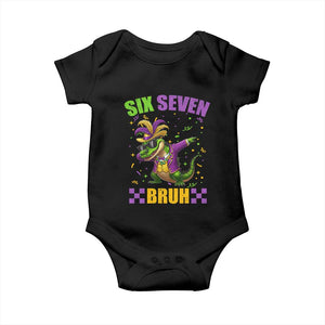 Funny 67 Mardi Gras Alligator Baby Onesie Six Seven Bruh Mardigator Dabbing Crocodile TS11 Black Print Your Wear