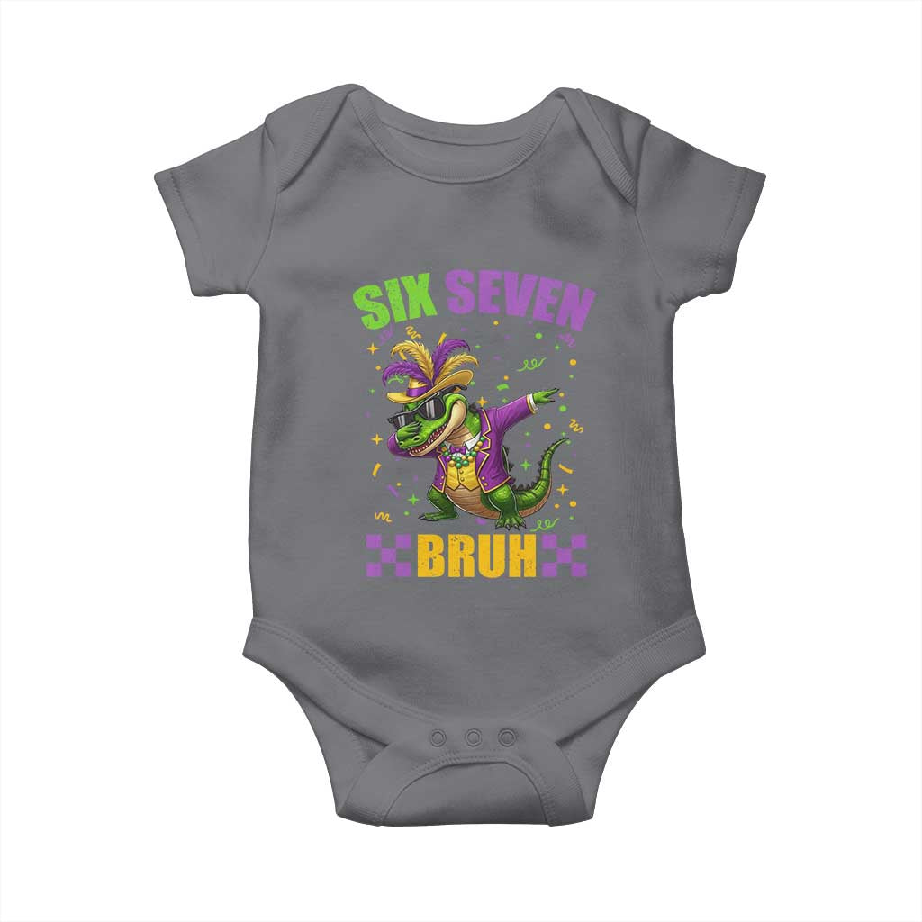 Funny 67 Mardi Gras Alligator Baby Onesie Six Seven Bruh Mardigator Dabbing Crocodile TS11 Charcoal Print Your Wear