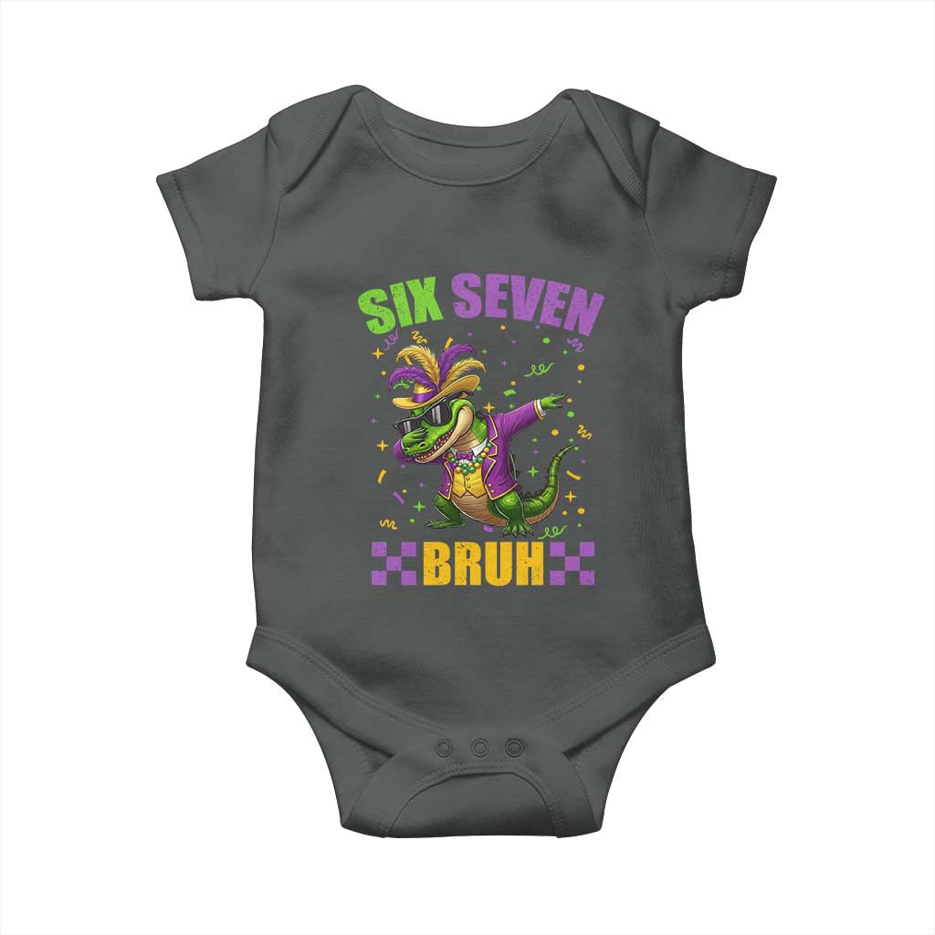 Funny 67 Mardi Gras Alligator Baby Onesie Six Seven Bruh Mardigator Dabbing Crocodile TS11 Dark Heather Print Your Wear