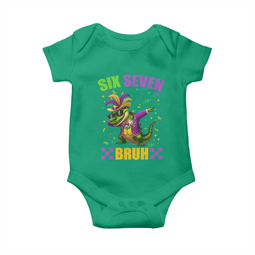 Funny 67 Mardi Gras Alligator Baby Onesie Six Seven Bruh Mardigator Dabbing Crocodile TS11 Irish Green Print Your Wear