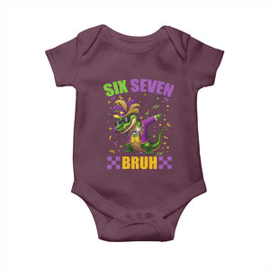 Funny 67 Mardi Gras Alligator Baby Onesie Six Seven Bruh Mardigator Dabbing Crocodile TS11 Maroon Print Your Wear