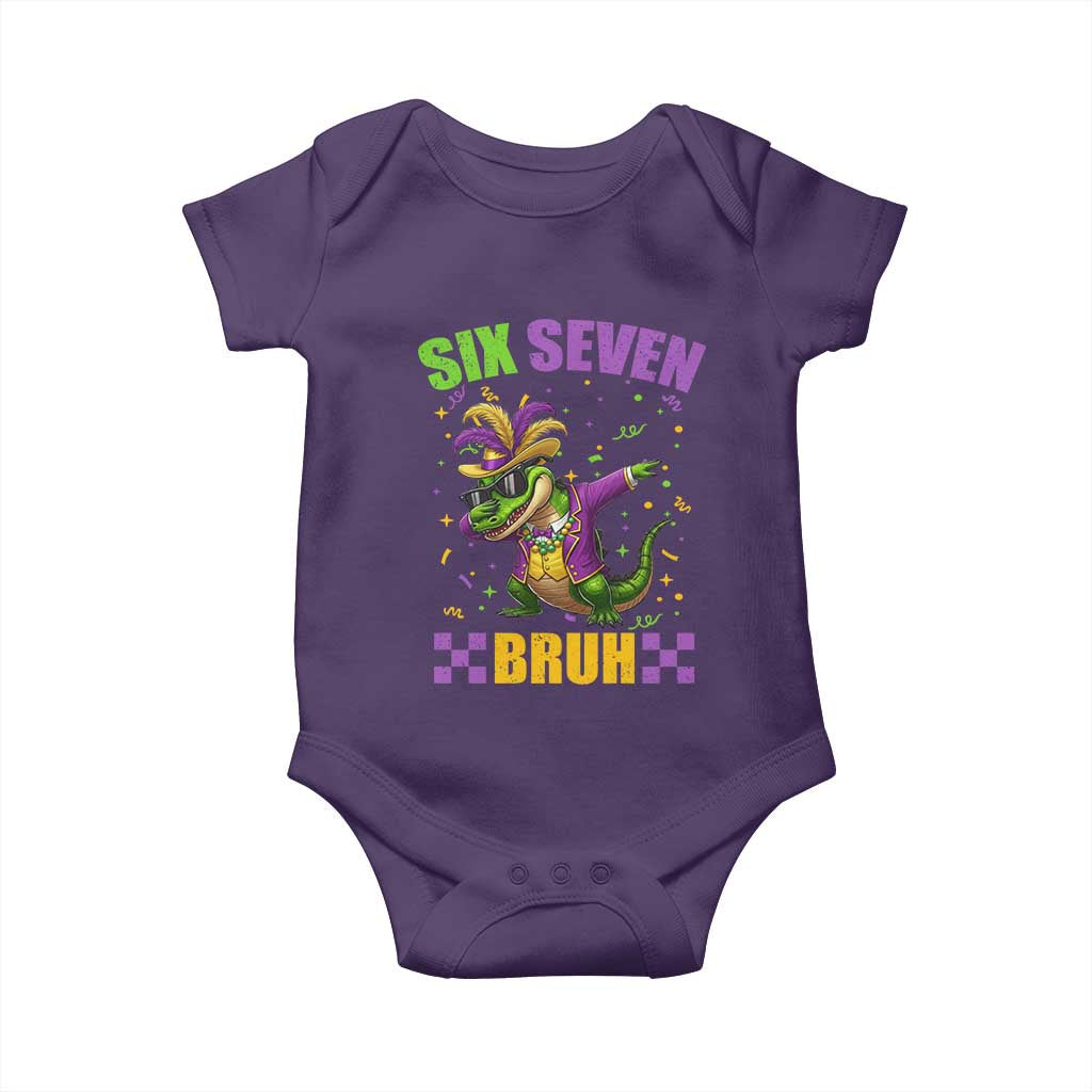 Funny 67 Mardi Gras Alligator Baby Onesie Six Seven Bruh Mardigator Dabbing Crocodile TS11 Purple Print Your Wear