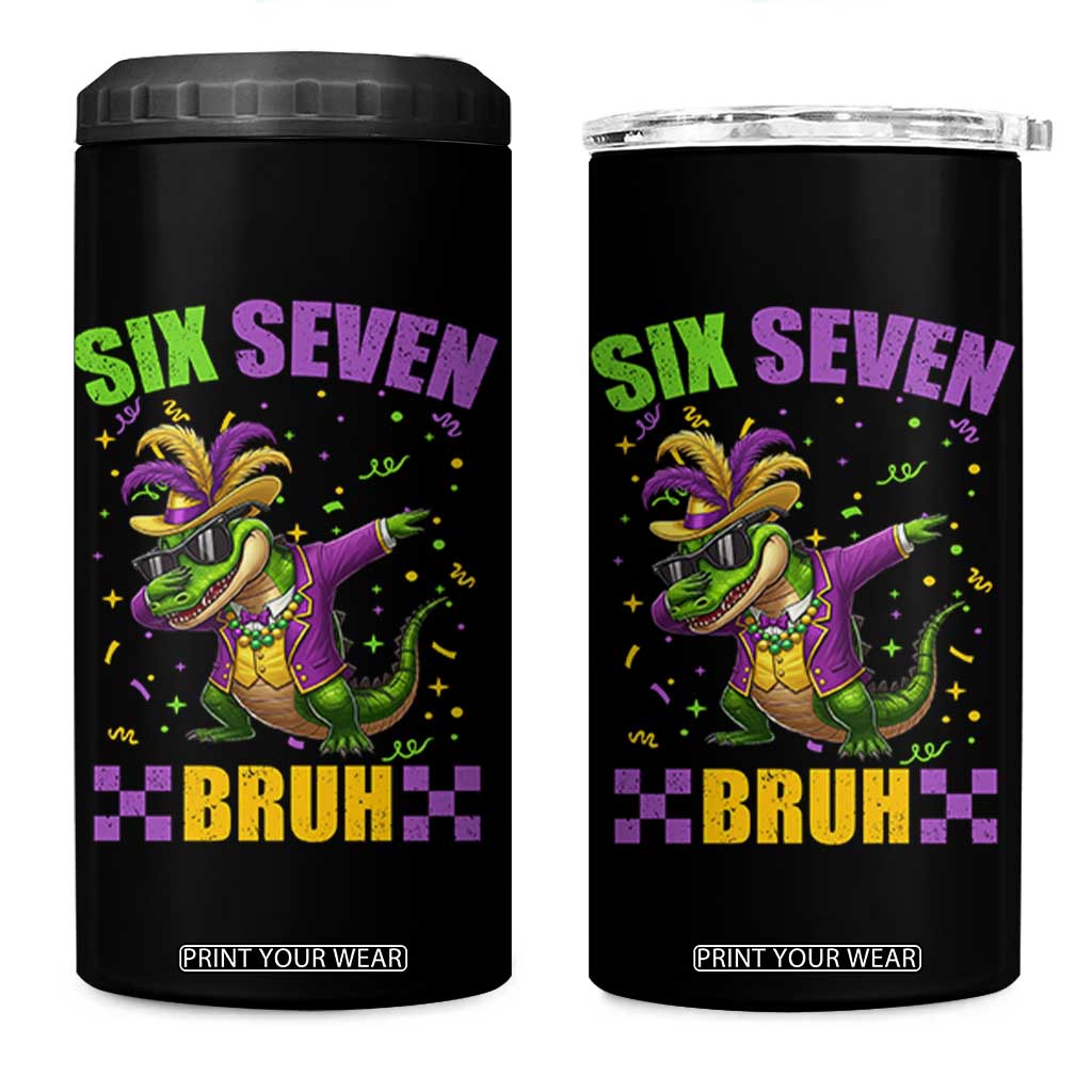 Funny 67 Mardi Gras Alligator 4 in 1 Can Cooler Tumbler Six Seven Bruh Mardigator Dabbing Crocodile TS11 One Size: 16 oz Black Print Your Wear