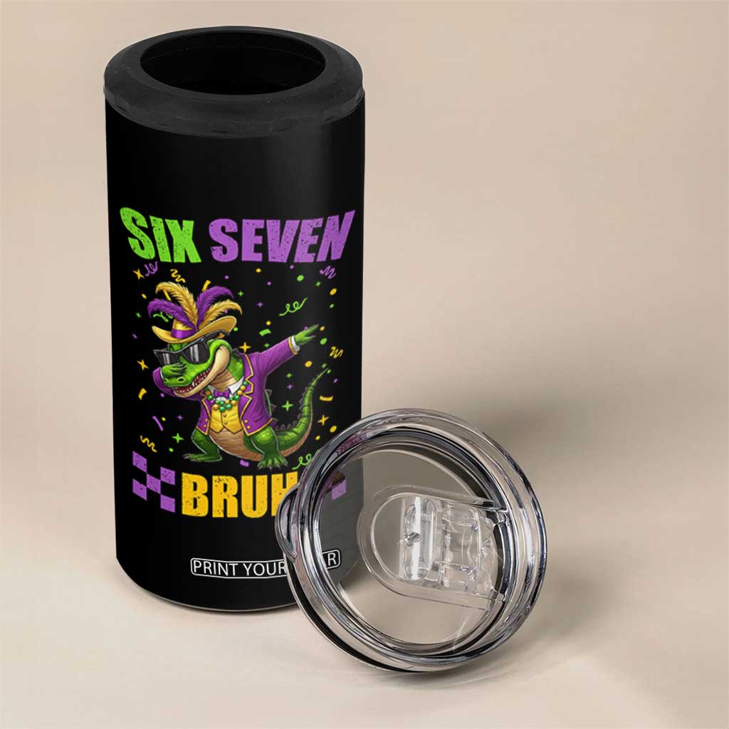 Funny 67 Mardi Gras Alligator 4 in 1 Can Cooler Tumbler Six Seven Bruh Mardigator Dabbing Crocodile TS11 Print Your Wear