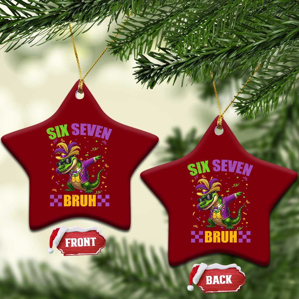 Funny 67 Mardi Gras Alligator Ceramic Ornament Six Seven Bruh Mardigator Dabbing Crocodile TS11 Print Your Wear