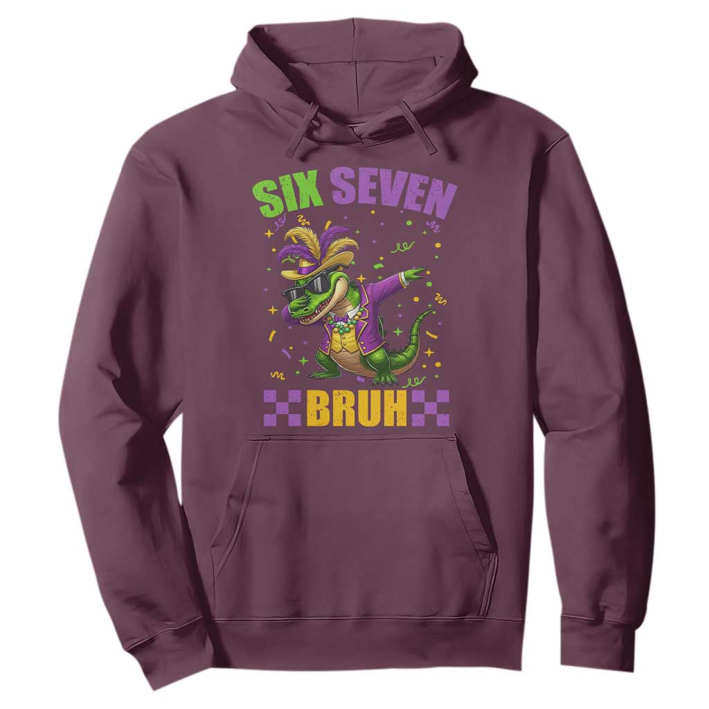 Funny 67 Mardi Gras Alligator Hoodie Six Seven Bruh Mardigator Dabbing Crocodile TS11 Maroon Print Your Wear