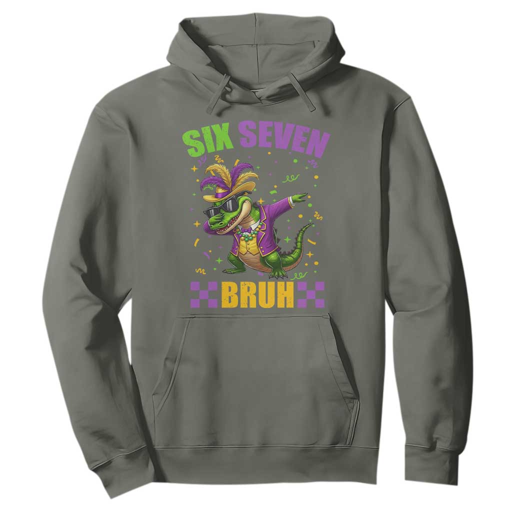 Funny 67 Mardi Gras Alligator Hoodie Six Seven Bruh Mardigator Dabbing Crocodile TS11 Military Green Print Your Wear
