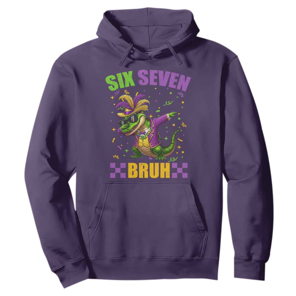 Funny 67 Mardi Gras Alligator Hoodie Six Seven Bruh Mardigator Dabbing Crocodile TS11 Purple Print Your Wear